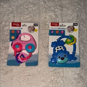 NWT Playtex Musical Car and Monkey Toy Set - Pink and Blue